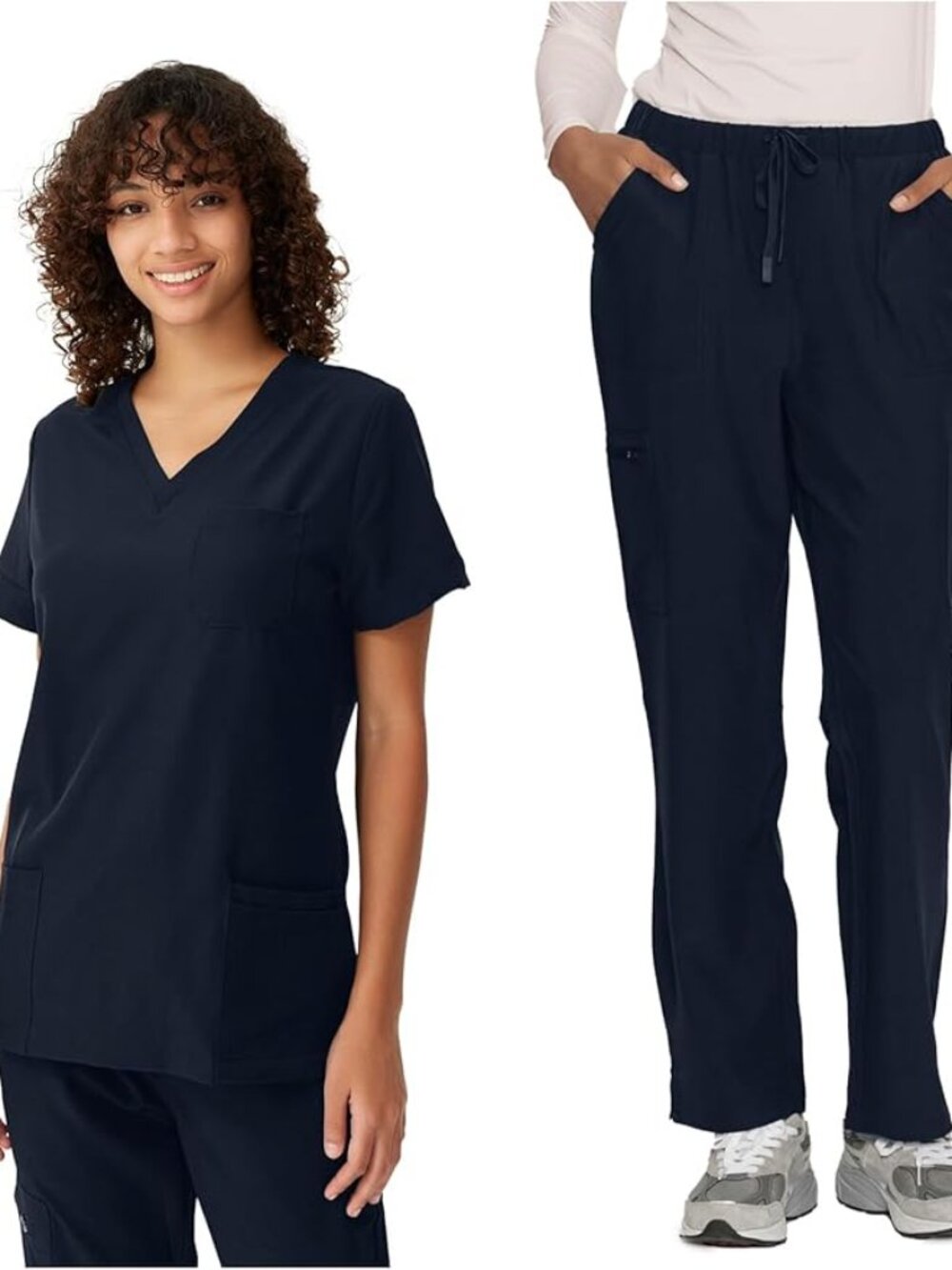 Floralhue Scrub Set V-Neck Top with 4 Pockets Cargo Pant Navy Blue M NWT